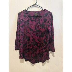 JM Collection Abstract Print 3/4 Sleeve Top XS